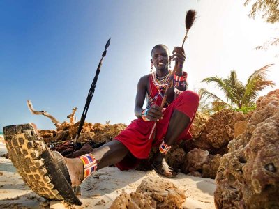 Masai on beach